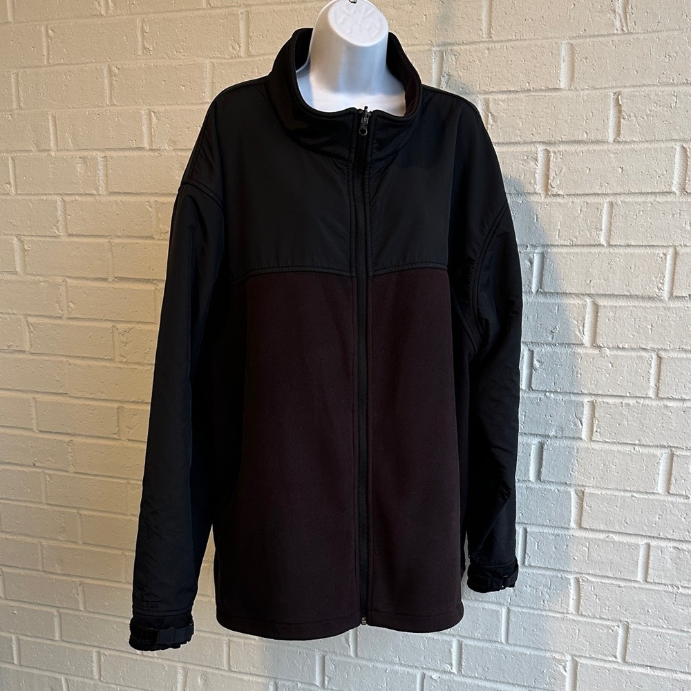 Cabela's Men's Black & Maroon Nylon Wind block Fleece Jacket Full Zip Size 2XLT